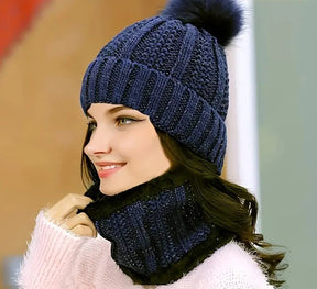 Hat and Scarf Set : Stijlvolle Muts en Sjaal Set Wol - Warm Winter Combi - Wol in Blauw van Pantino