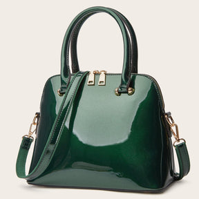 bags : Chique Glanzende Tas met Rits - Praktisch en Elegant voor Elke Dag - Zwart in Groen van Pantino