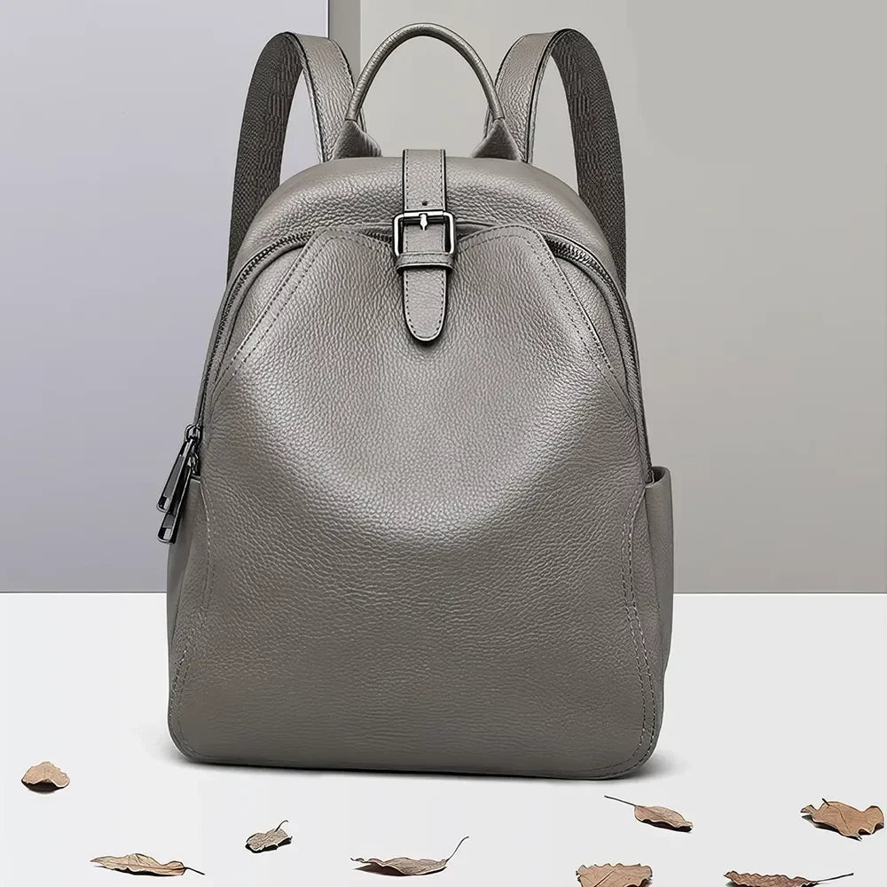 bags : Rugzak Blauw - Urban Chic -Grijze Leren in van Pantino