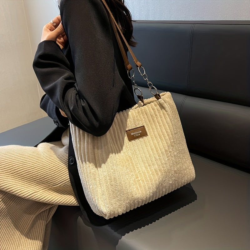 bags : S.f.y. - Modieuze Corduroy Kettingtas - Khaki in van Pantino