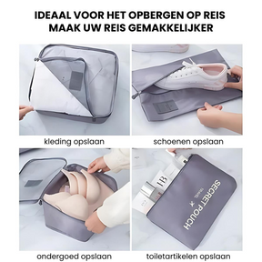 bags : Reisbagage Opbergtassenset Grijs 7-Delig - Slim Inpakken Reis - Nylon in van Pantino