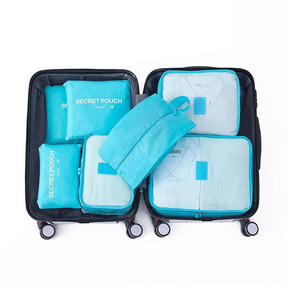 bags : Reisbagage Opbergtassenset Grijs 7-Delig - Slim Inpakken Reis - Nylon in Turquoise van Pantino