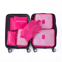 bags : Reisbagage Opbergtassenset Grijs 7-Delig - Slim Inpakken Reis - Nylon in Fuchsia van Pantino