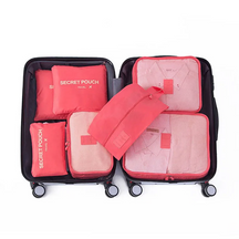 bags : Reisbagage Opbergtassenset Grijs 7-Delig - Slim Inpakken Reis - Nylon in Oranje Roze van Pantino