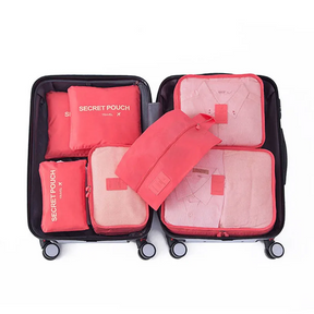 bags : Reisbagage Opbergtassenset Grijs 7-Delig - Slim Inpakken Reis - Nylon in Oranje Roze van Pantino