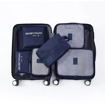 bags : Reisbagage Opbergtassenset Grijs 7-Delig - Slim Inpakken Reis - Nylon in Donker blauw van Pantino