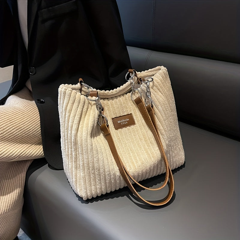 bags : S.f.y. - Modieuze Corduroy Kettingtas - Khaki in van Pantino