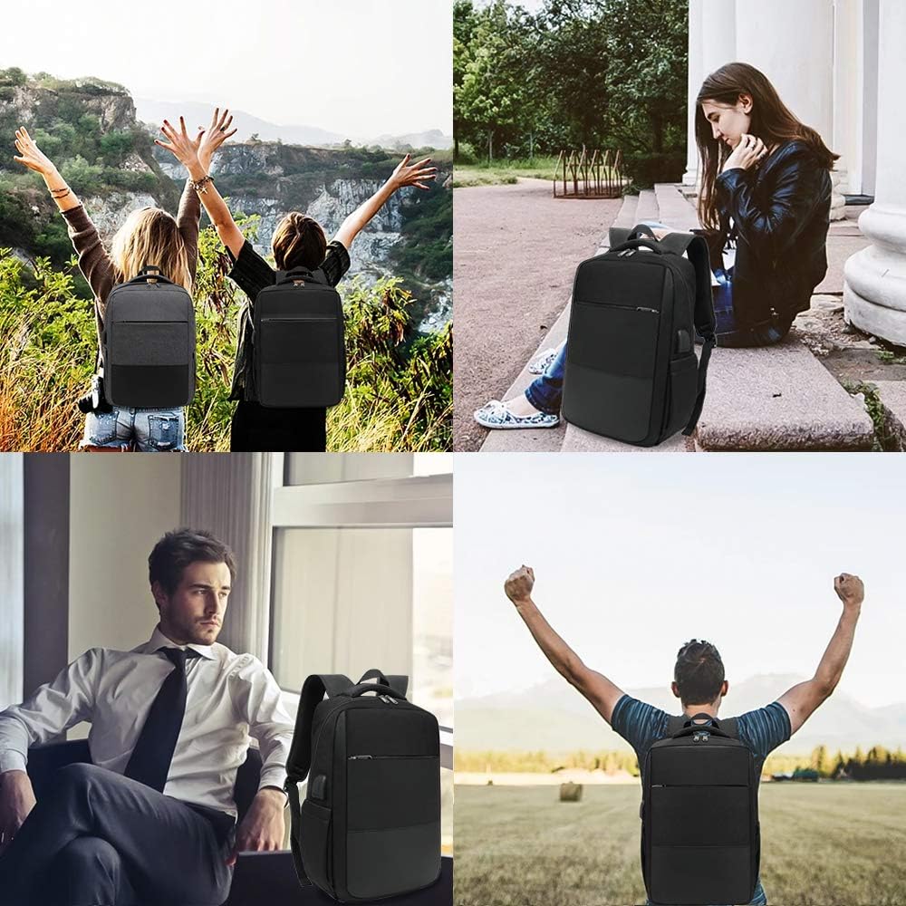 bags : Laptoprugzak, Anti-Diefstal Zakelijke Rugzak met USB Oplaadpoort en Koptelefoongat, Reis Rugzak Heren Dames, Waterdichte Werkrugzak Schooltas, voor... in van Pantino