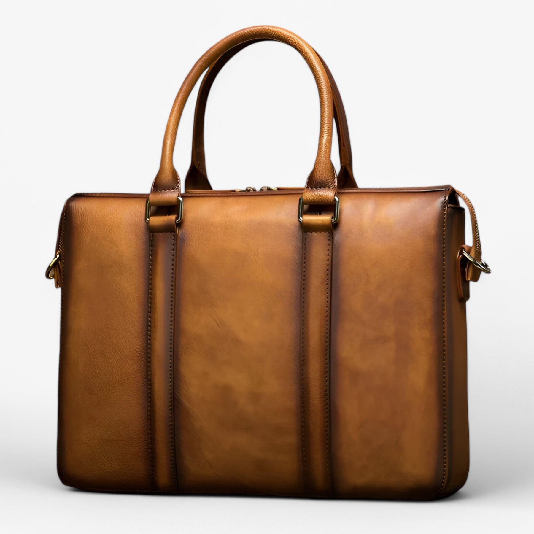 bags : Leren Laptoptas met Schouderband Leer - Bruin in Koffiebruin van Pantino