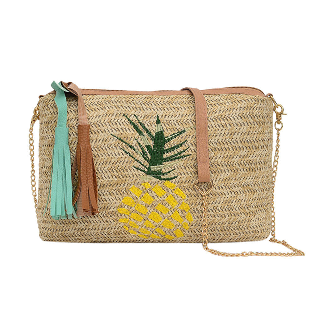 bags : Strandtas met Kwastjes voor Dames in Ananas van Pantino