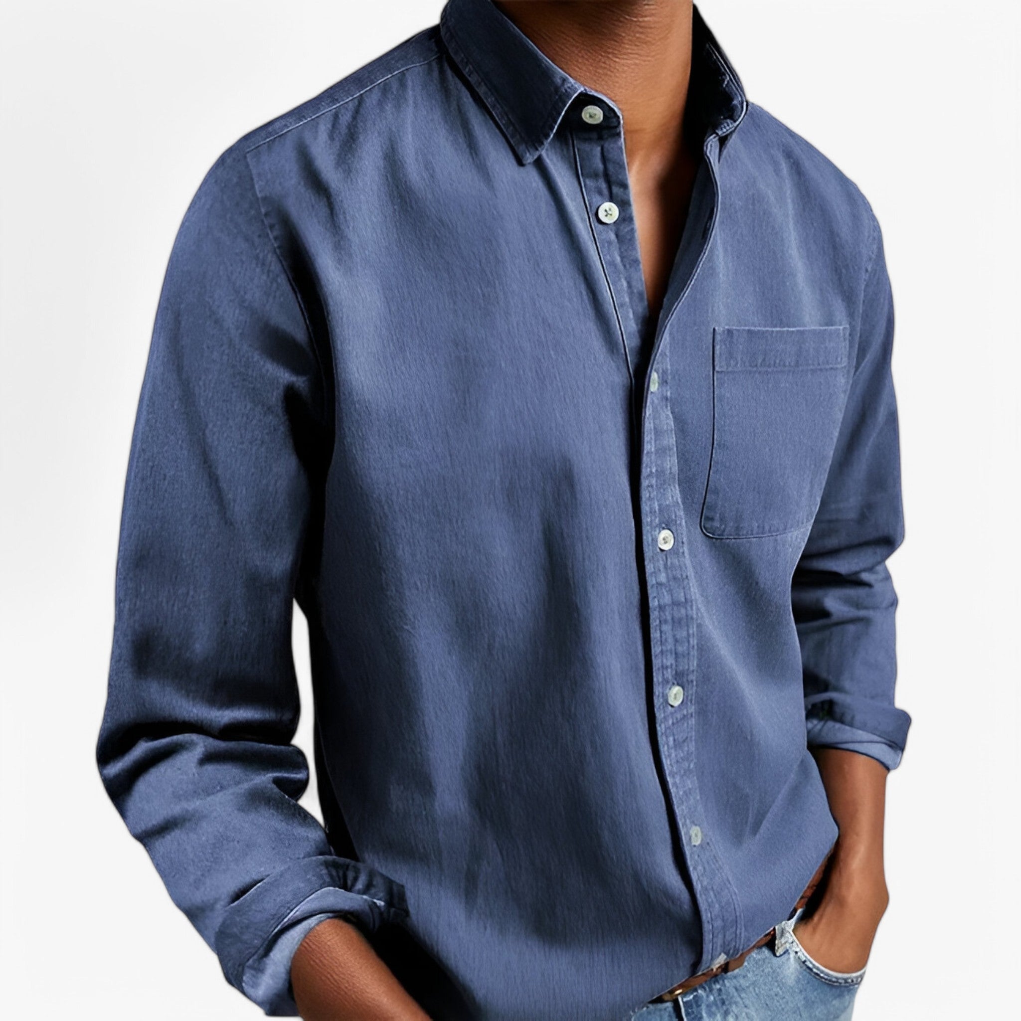 Duurzaam Katoenen Heren Cargo Shirt met Meerdere Zakken, Lange Mouwen