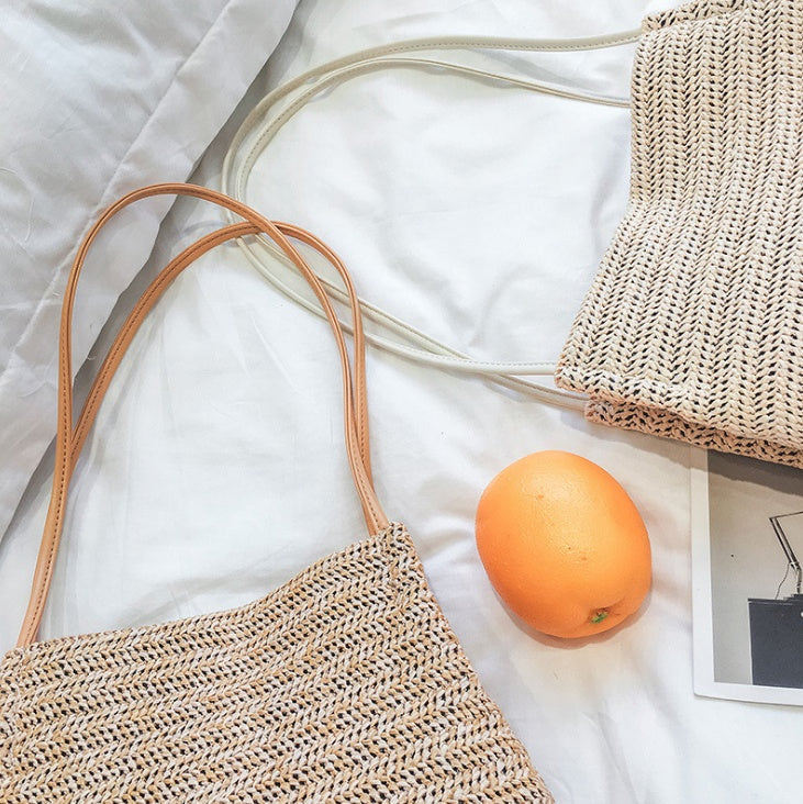 bags : Geweven Draagtas van Stro - Coastal Carry - Licht Beige in van Pantino