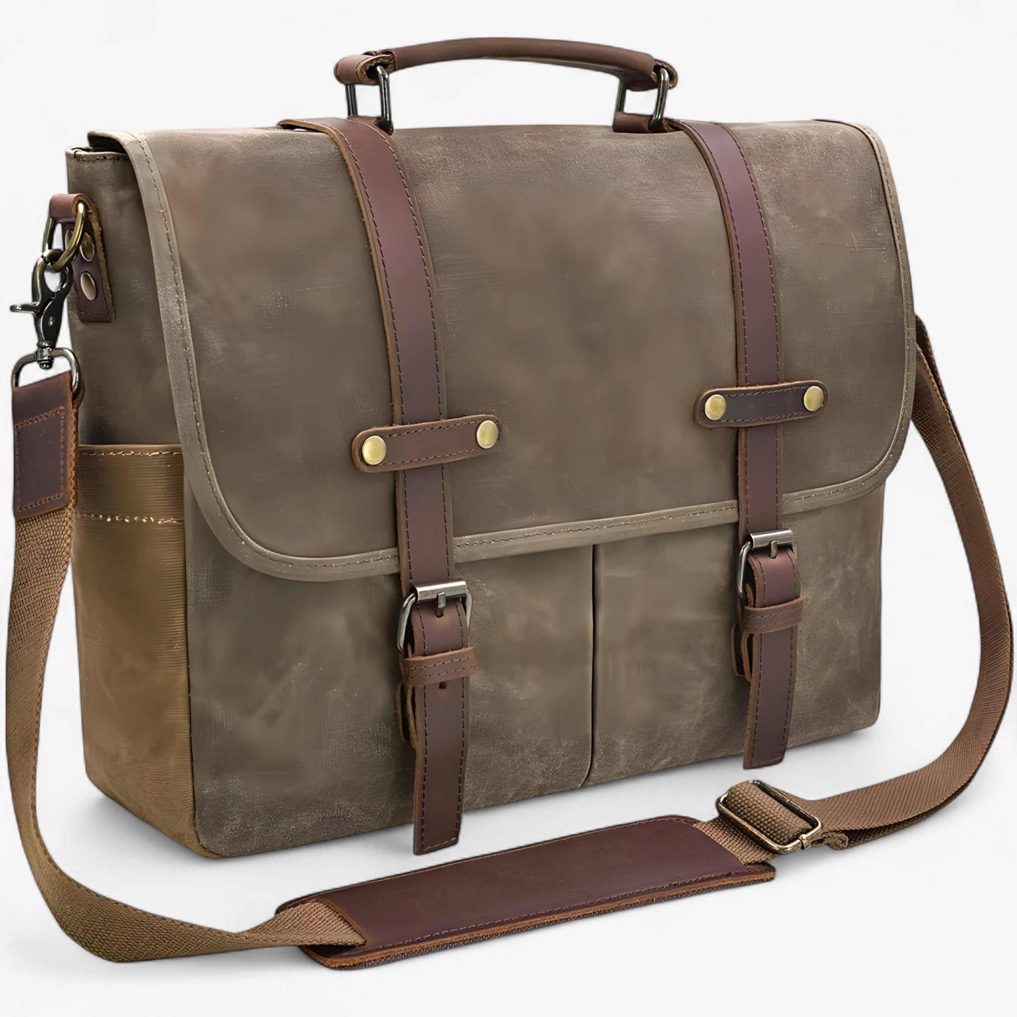 Bags : Heren schoudertassen, aktetas, laptoptas, waterdicht, canvas, groot, werktas, schoudertas, heren, vintage, 15,6 in van Pantinoshop