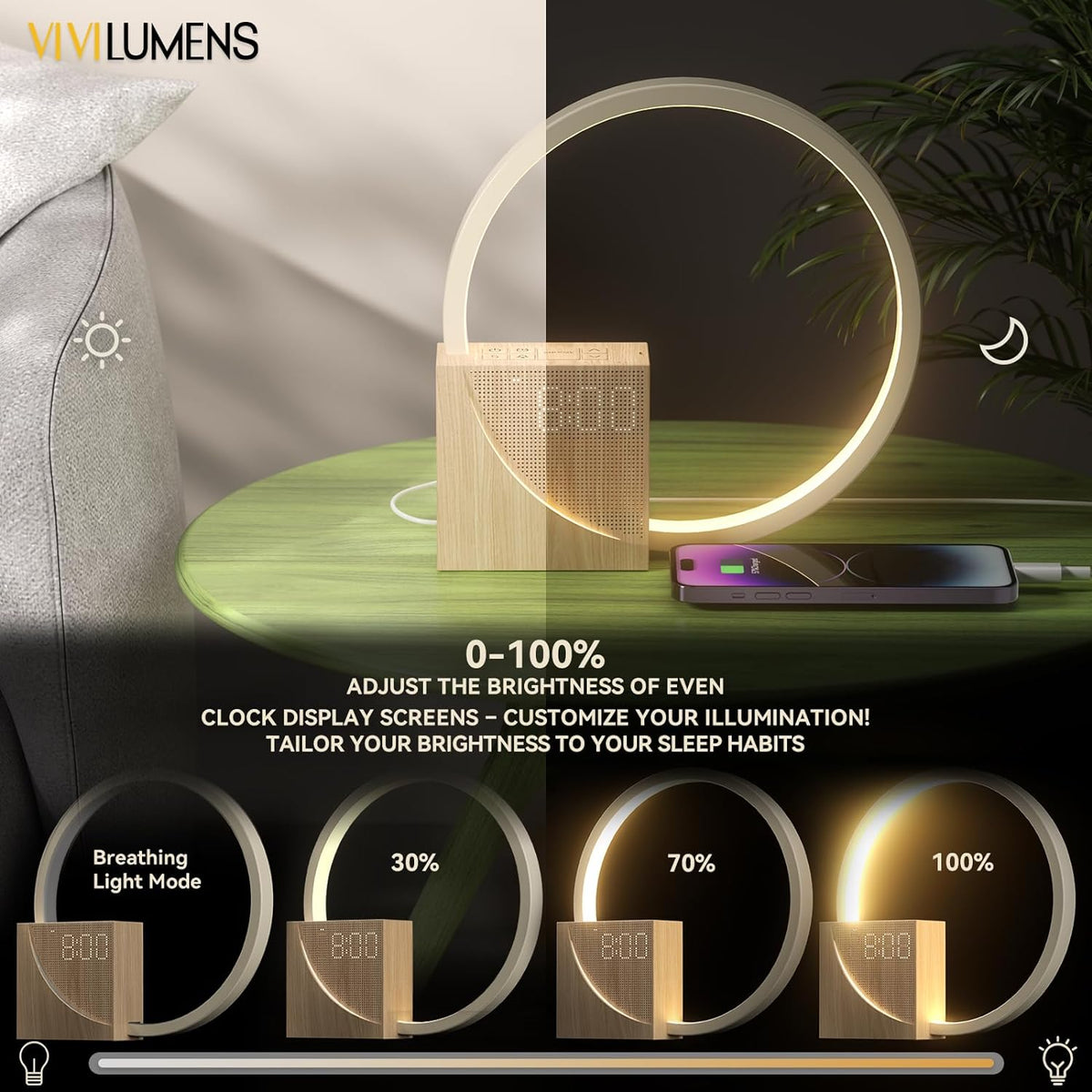 Zonsopgang Wekker – Wake-Up Light met Draadloos Opladen