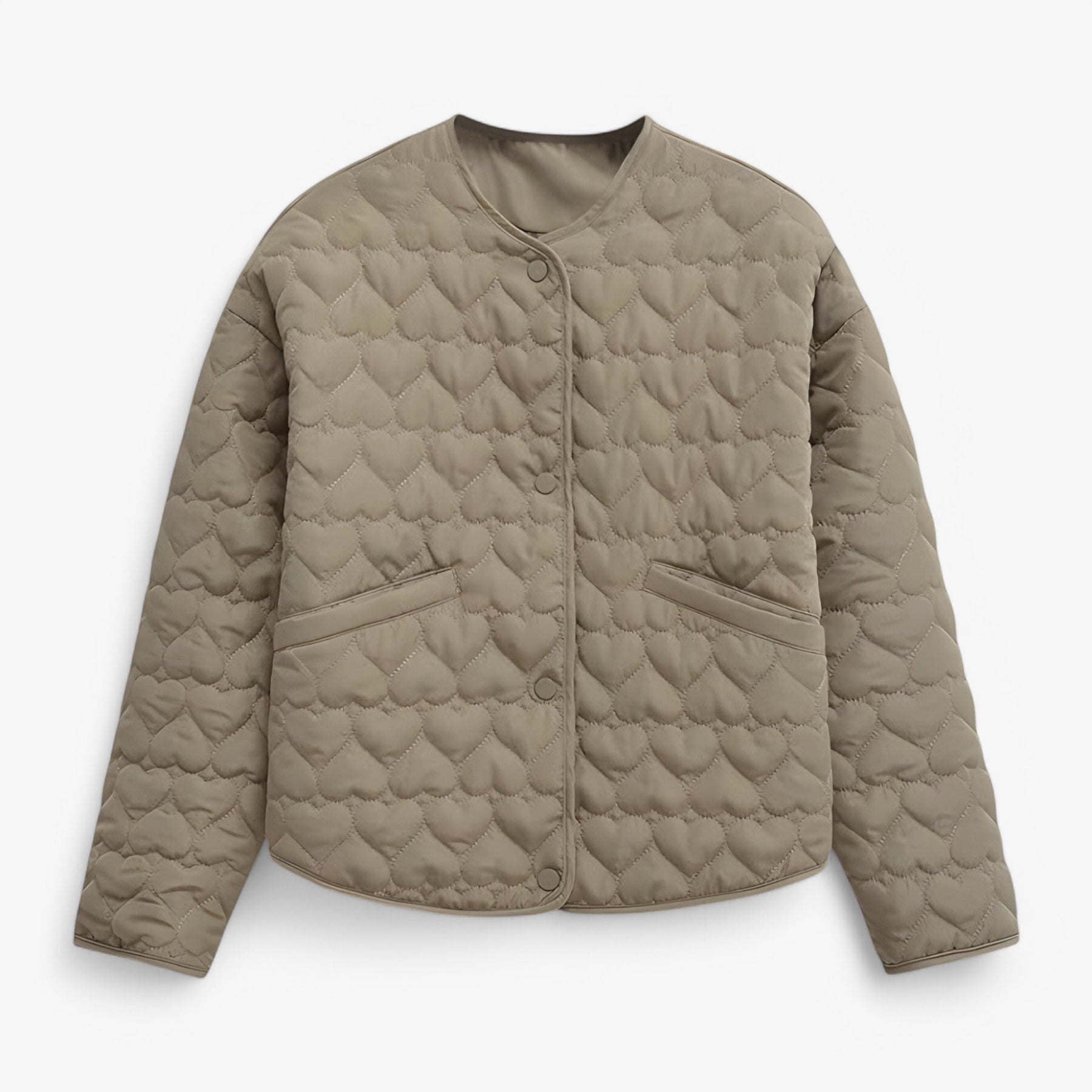 Jacket : Jas Dames Zwart - Gequilted Hart - Veelzijdig Comfort voor Herfst/Winter in Olijfgroen van Pantino