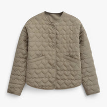 Jacket : Jas Dames Zwart - Gequilted Hart - Veelzijdig Comfort voor Herfst/Winter in Olijfgroen van Pantino