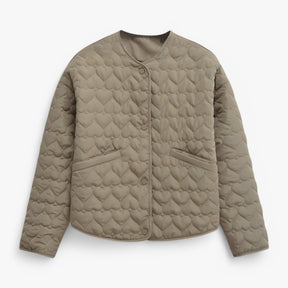 Jacket : Jas Dames Zwart - Gequilted Hart - Veelzijdig Comfort voor Herfst/Winter in Olijfgroen van Pantino