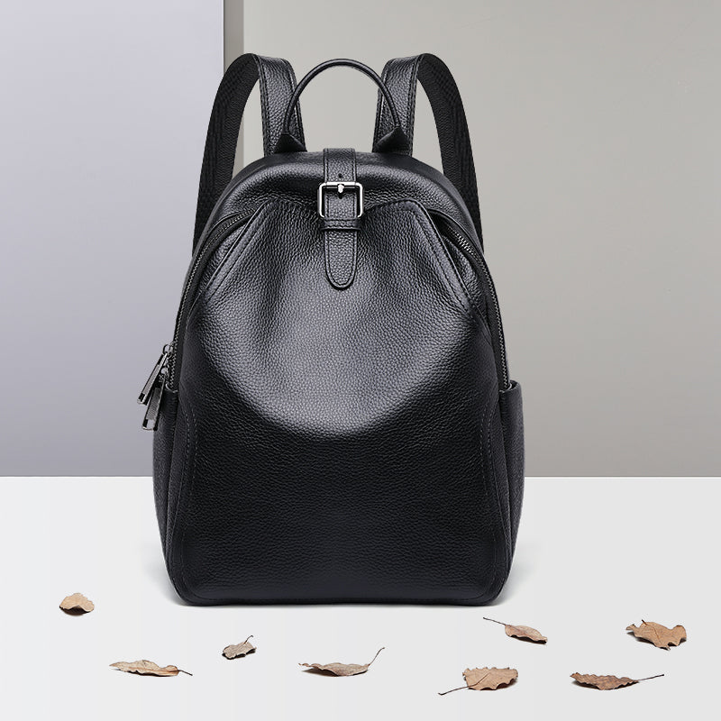 bags : Rugzak Blauw - Urban Chic -Grijze Leren in Zwart van Pantino