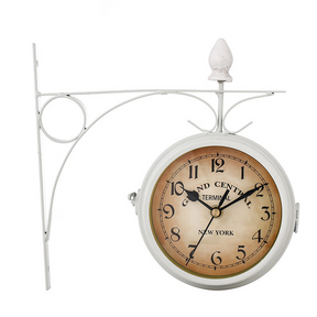 home & garden : Dubbelzijdige Wandklok Zwart - Europees Elegante Decoratie - Metaal in van Pantino