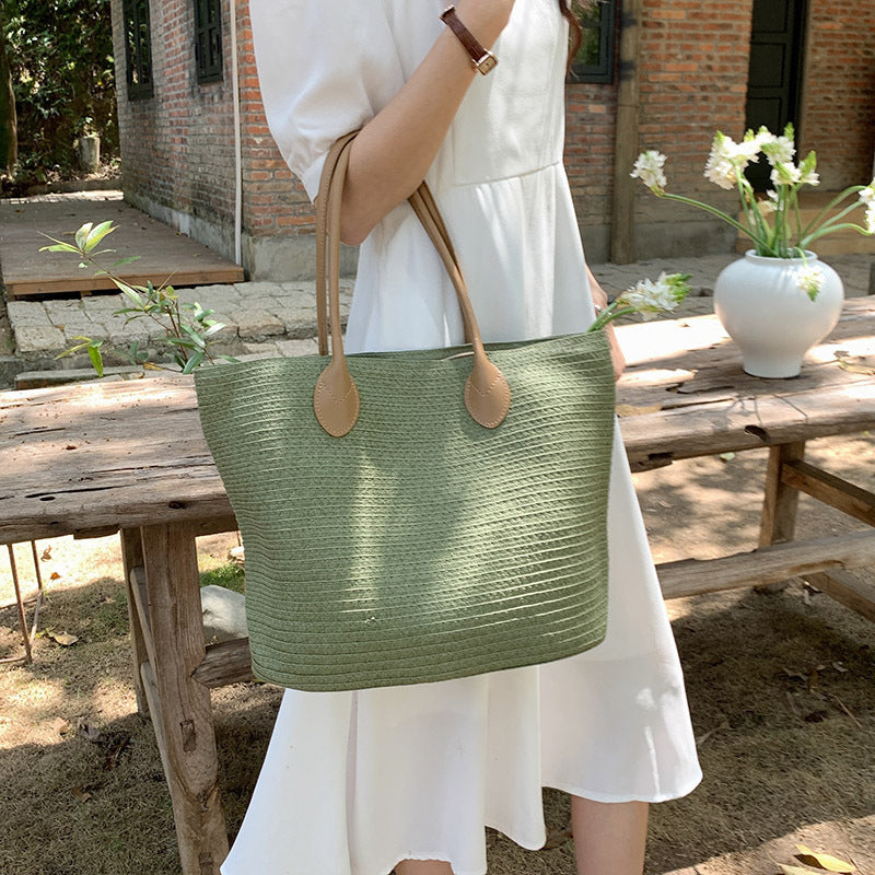 bags : Groene Geweven Strandtas met Handvatten - Perfect voor Zomer & Vakantie in van Pantino