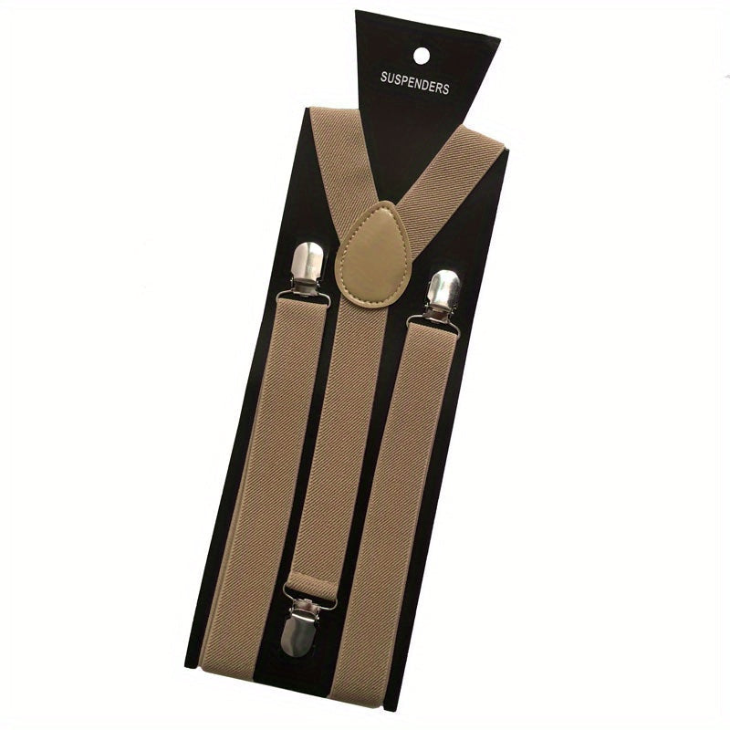 Suspenders : Heren Bretels met 3 Stevige Clips voor Broeken en Pantalons - Zwart in Khaki van Pantino