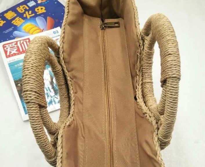 bags : Strandtas met Houten Handvat - Beach Companion - Zwart in van Pantino