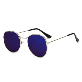 Sunglasses : Zonnebril Gouden Thee - Modieuze Metalen in Zilverblauw kwik van Pantino