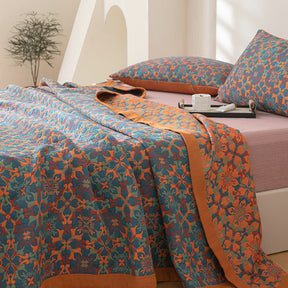 home & garden : Katoenen Quilt Oranje Blauw - Zeslaags Warm Beddengoed - Katoen in van Pantino