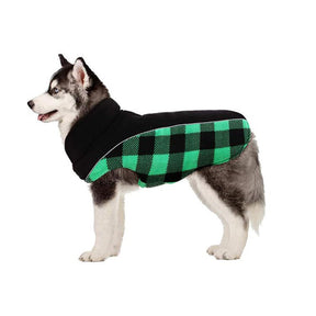 pets : Omkeerbare Schotse Ruit Winter Hondenjas - Zwart in Groen van Pantino