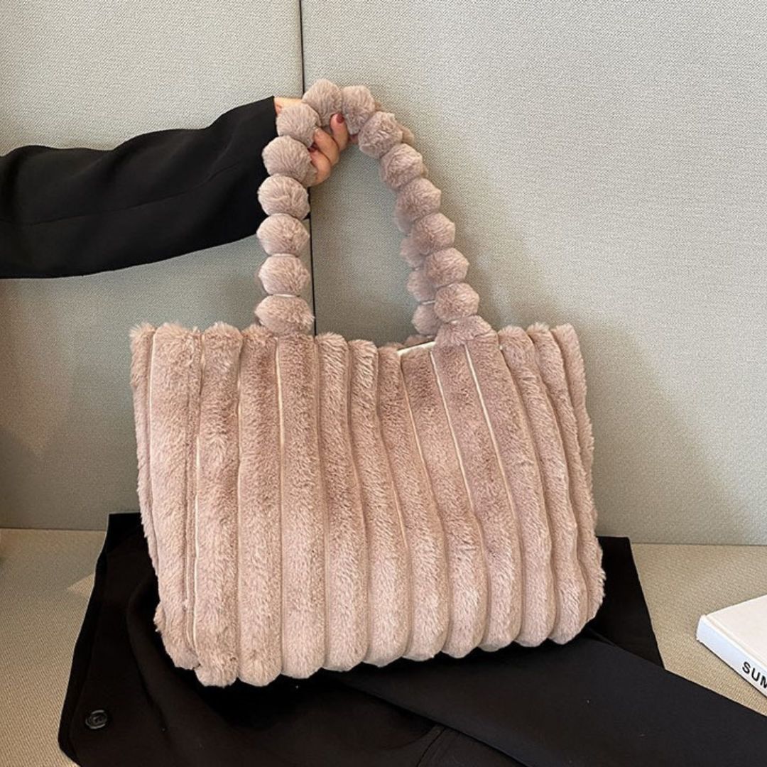 bags : Schoudertas Khaki - Luxe Pluche in van Pantino