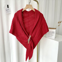 Scarf : Sjaal Dames Zwart - Fine Knitted Scarf - Driehoekige Modesjaal voor in Baksteen Rood van Pantino