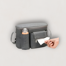 Tassen : Kinderwagen Organizer Tas Zwart - Buggy Accessoire - Flessenhouder in Grijs van Pantino