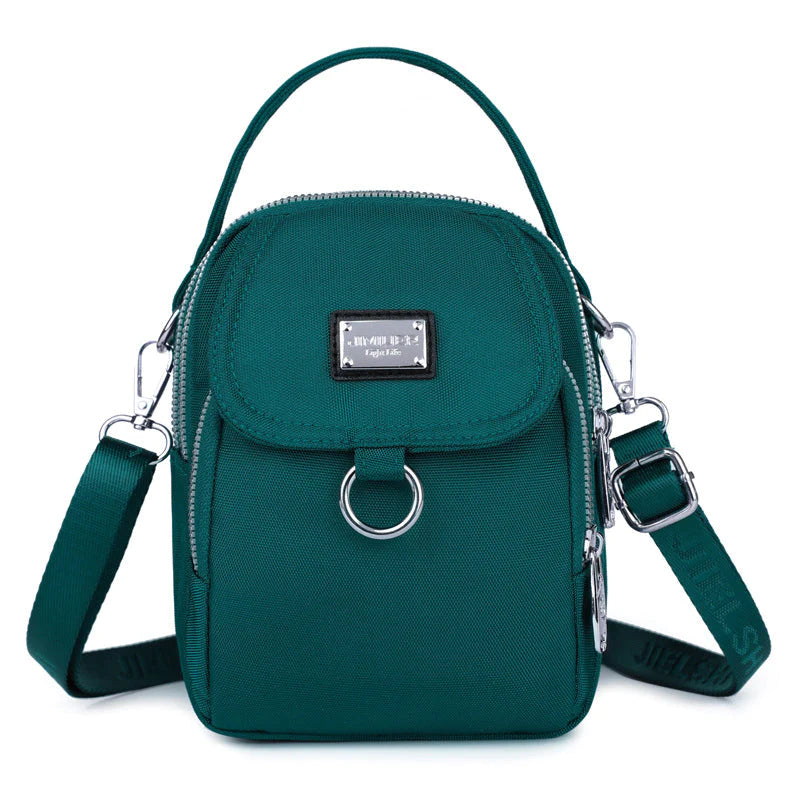 bags : Crossbody Tas Blauw - PhoneBag - Telefoonhoesje met Rits voor in Groen van Pantino