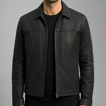 Leren jas : Heren Bikerjack Bruin Kunstleer - Zacht, Stoer & Comfortabel Casual Design in Zwart van Pantino