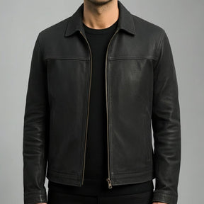 Leren jas : Heren Bikerjack Bruin Kunstleer - Zacht, Stoer & Comfortabel Casual Design in Zwart van Pantino