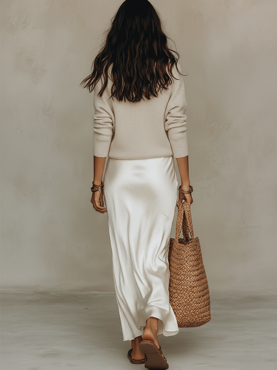 Women > Set : Ivoorkleurige Midi Damesset - Moeiteloos chic in van Pantinoshop