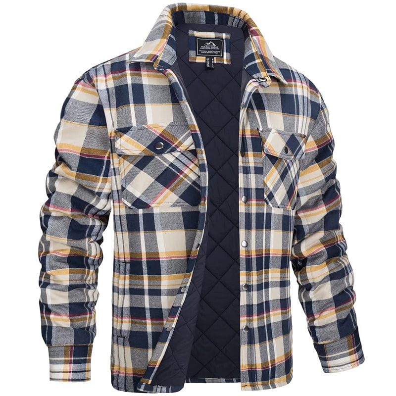 Jacket : Jas Heren Donkerblauw - Houthakkersjas in Geel van Pantino