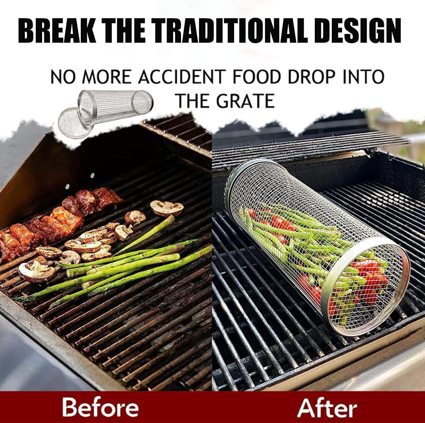 outdoor equipment : BBQ Grill Cylinder - Schoon Grillen Zonder Rommel - Rvs in van Pantino