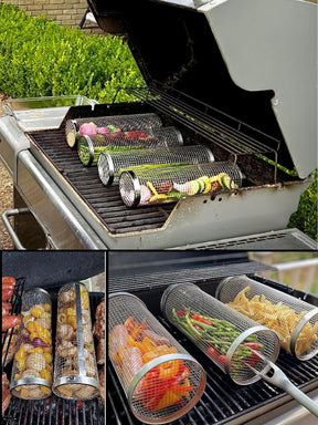 outdoor equipment : BBQ Grill Cylinder - Schoon Grillen Zonder Rommel - Rvs in van Pantino