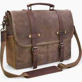 Bags : Heren schoudertassen, aktetas, laptoptas, waterdicht, canvas, groot, werktas, schoudertas, heren, vintage, 15,6 in Marron van Pantinoshop