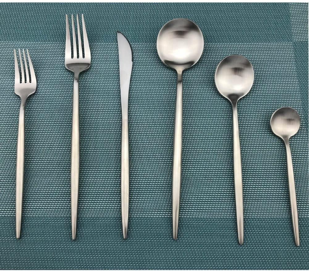 home & garden : Minimalistisch Bestekset 36 Stuks - Elegant Dineren - RVS in 36st Mat Zilver van Pantino