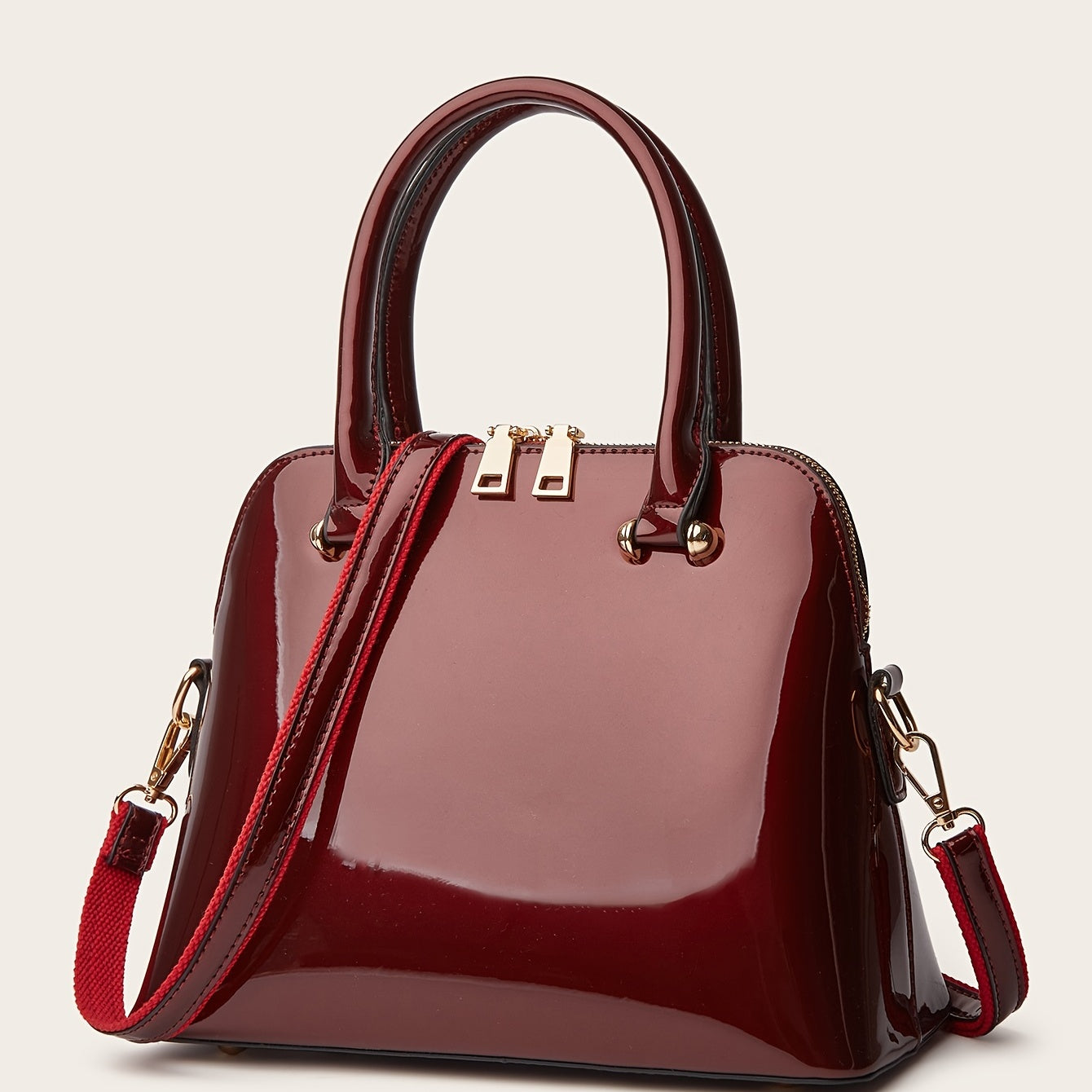 bags : Chique Glanzende Tas met Rits - Praktisch en Elegant voor Elke Dag - Zwart in van Pantino