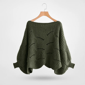 Sweater : Trui Dames Zwart - Chic Gebreid met Vlindermouwen - Perfect voor Moeiteloze Stijl in Militair Groen van Pantinoshop