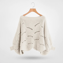 Sweater : Trui Dames Zwart - Chic Gebreid met Vlindermouwen - Perfect voor Moeiteloze Stijl in Beige van Pantino