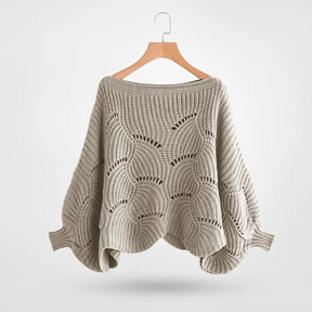 Sweater : Trui Dames Zwart - Chic Gebreid met Vlindermouwen - Perfect voor Moeiteloze Stijl in Khaki van Pantino