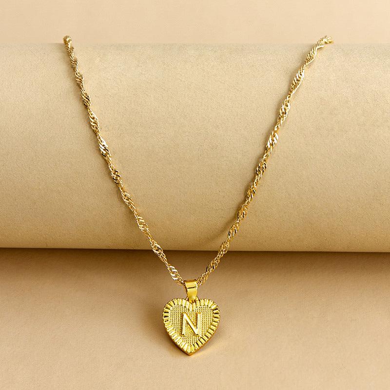 Necklace : Initiaal Hart Hanger in Gold N van Pantino