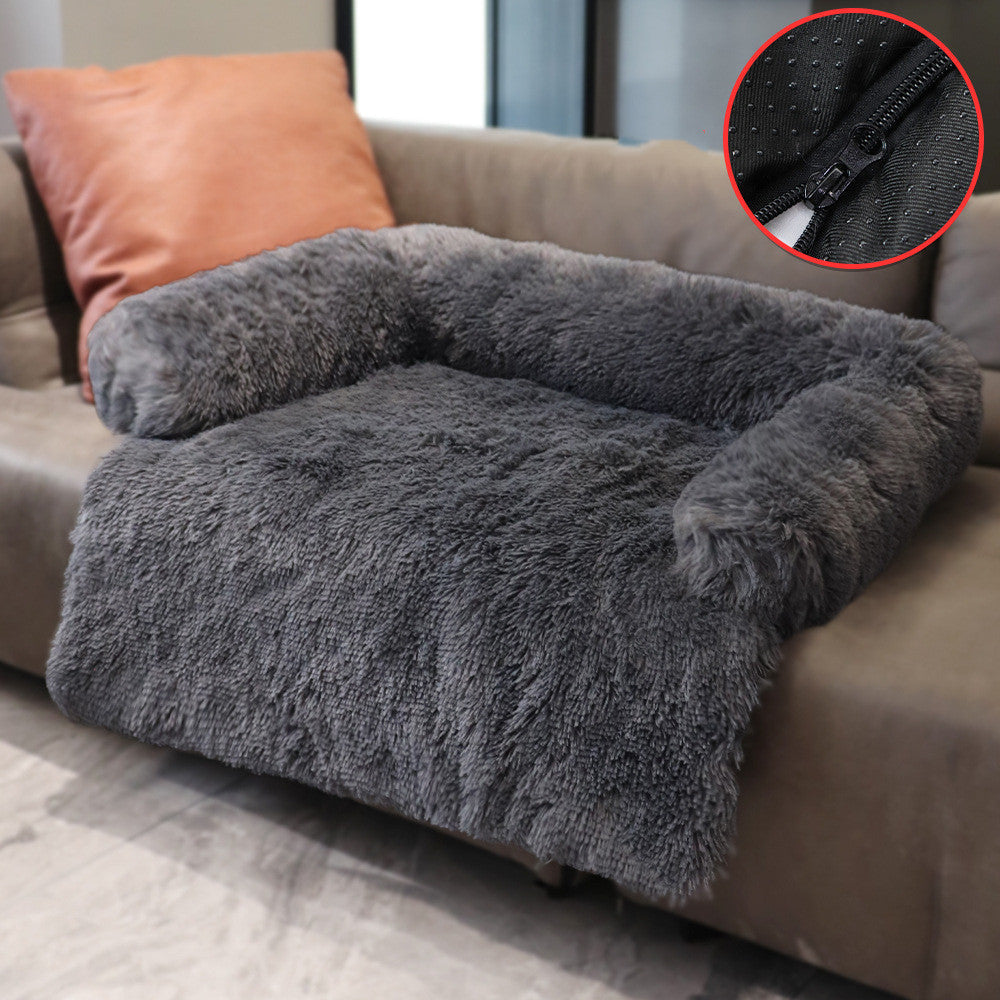 pets : Pluizig Hondenbed Grijs - Bank Bescherming Comfortabel - Pluche in Donkergrijs van Pantino