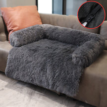 pets : Pluizig Hondenbed Grijs - Bank Bescherming Comfortabel - Pluche in Donkergrijs van Pantino