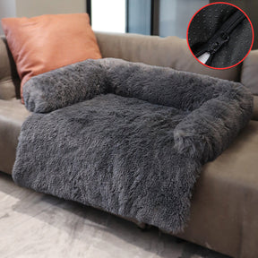pets : Pluizig Hondenbed Grijs - Bank Bescherming Comfortabel - Pluche in Donkergrijs van Pantino