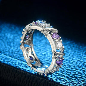 Ring : Exceptional Ring - Vergulde Luxueuze Ring - Wit+Lila in van Pantino